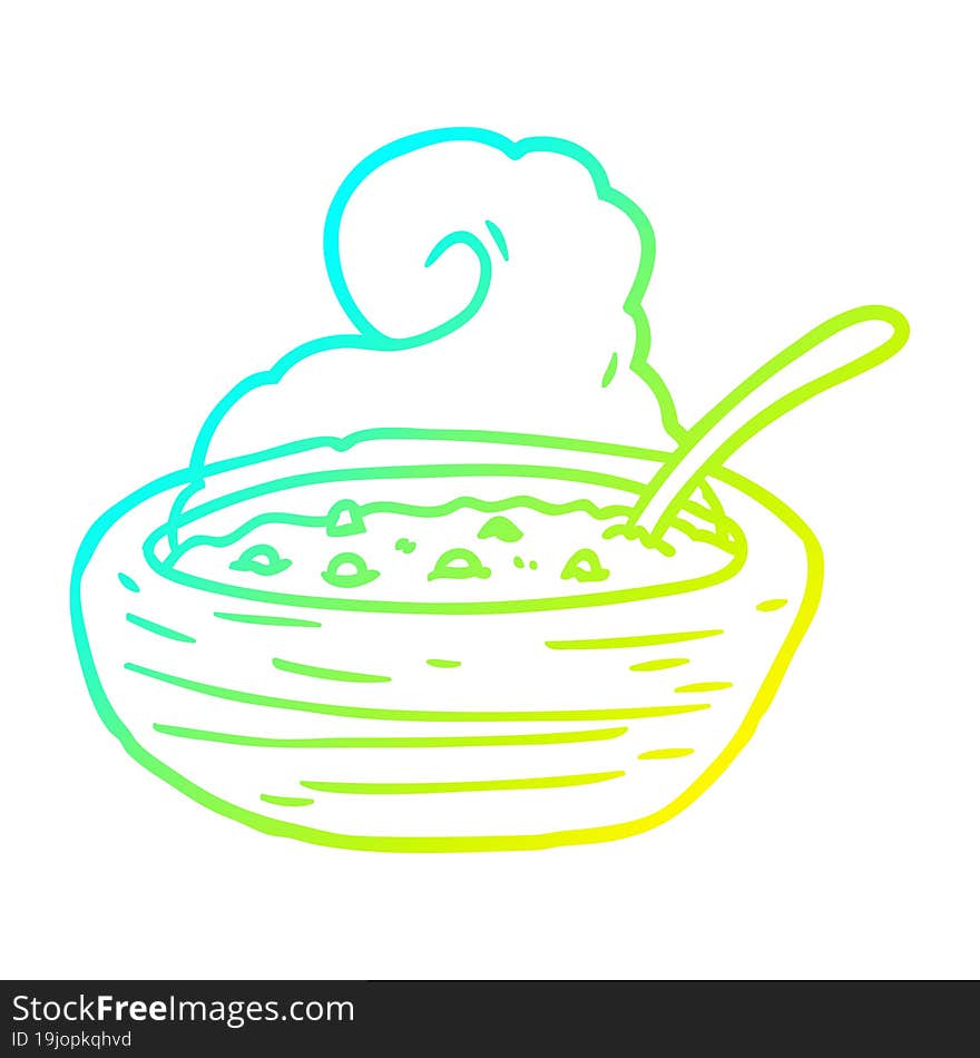 cold gradient line drawing of a hot bowl of broth