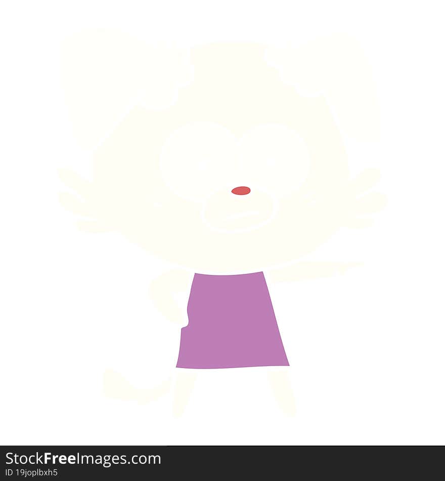 nervous flat color style cartoon dog in dress pointing