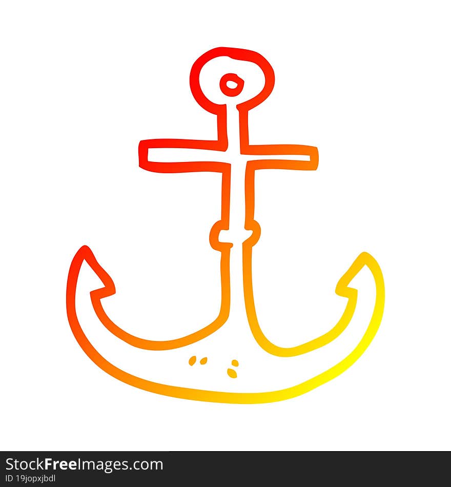 warm gradient line drawing cartoon ship anchor