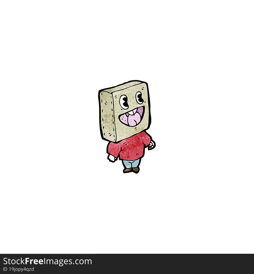 cartoon man with bag on head