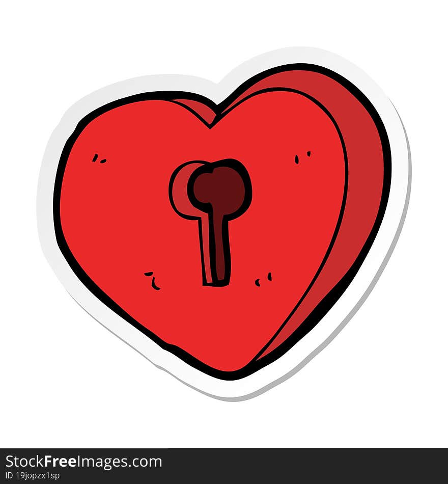 sticker of a cartoon heart with keyhole