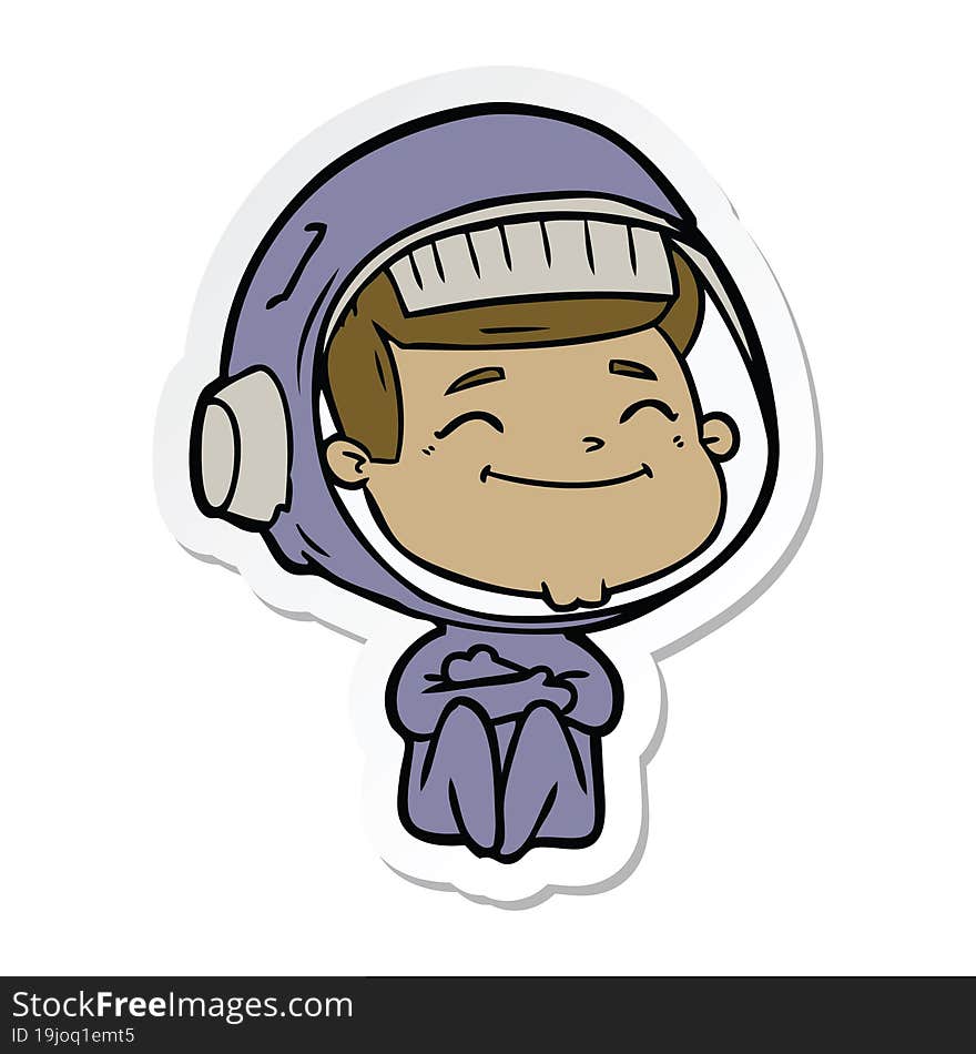 Sticker Of A Happy Cartoon Astronaut