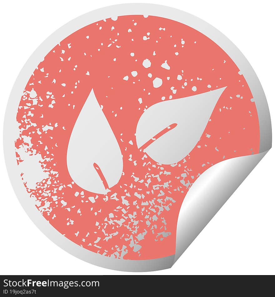 Distressed Circular Peeling Sticker Symbol Leaves