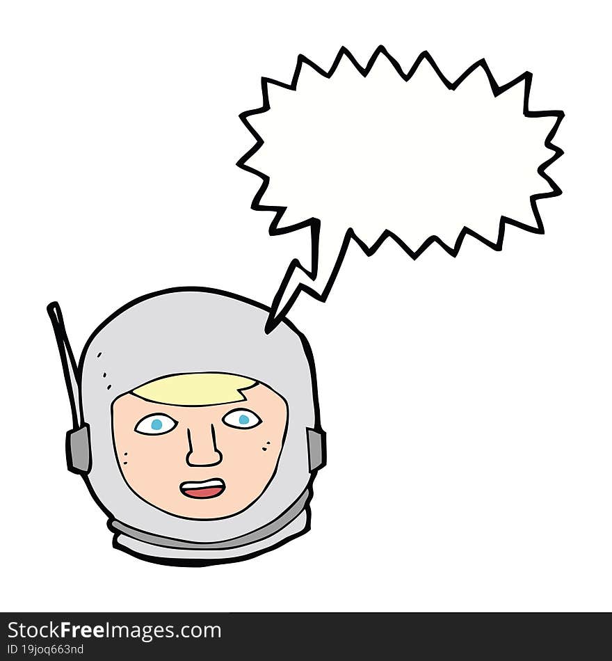 cartoon astronaut head with speech bubble