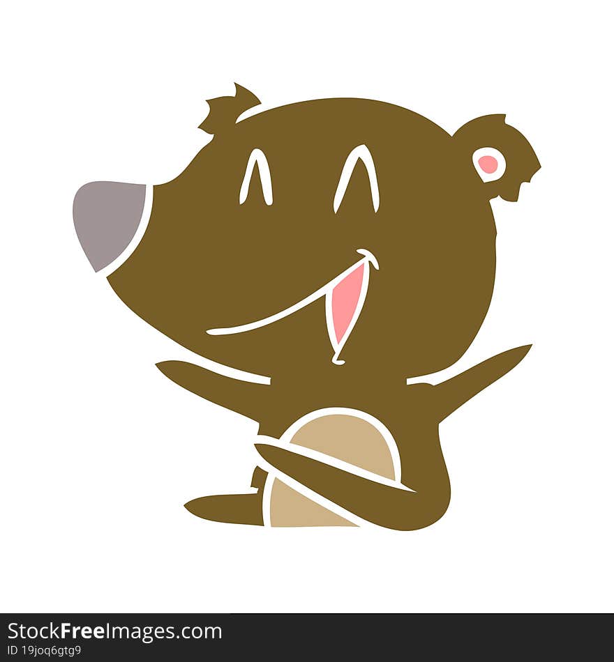 laughing bear flat color style cartoon