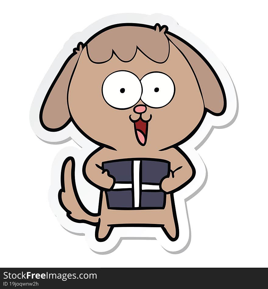 Sticker Of A Cute Cartoon Dog