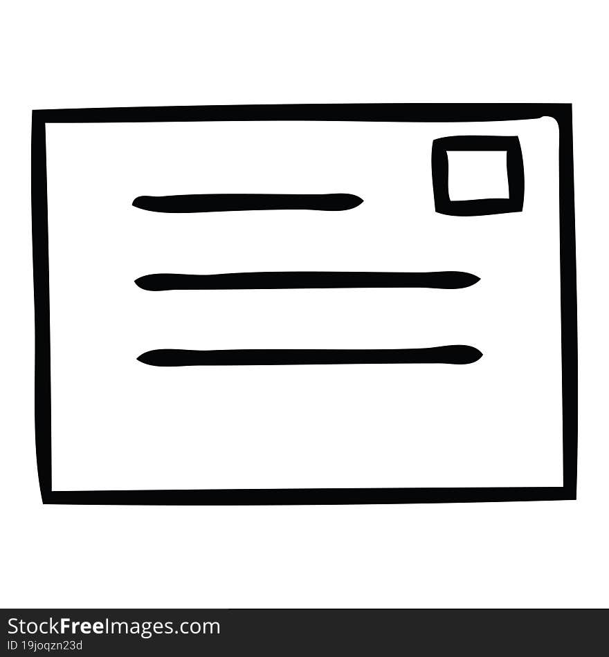 line drawing cartoon of a paper envelope