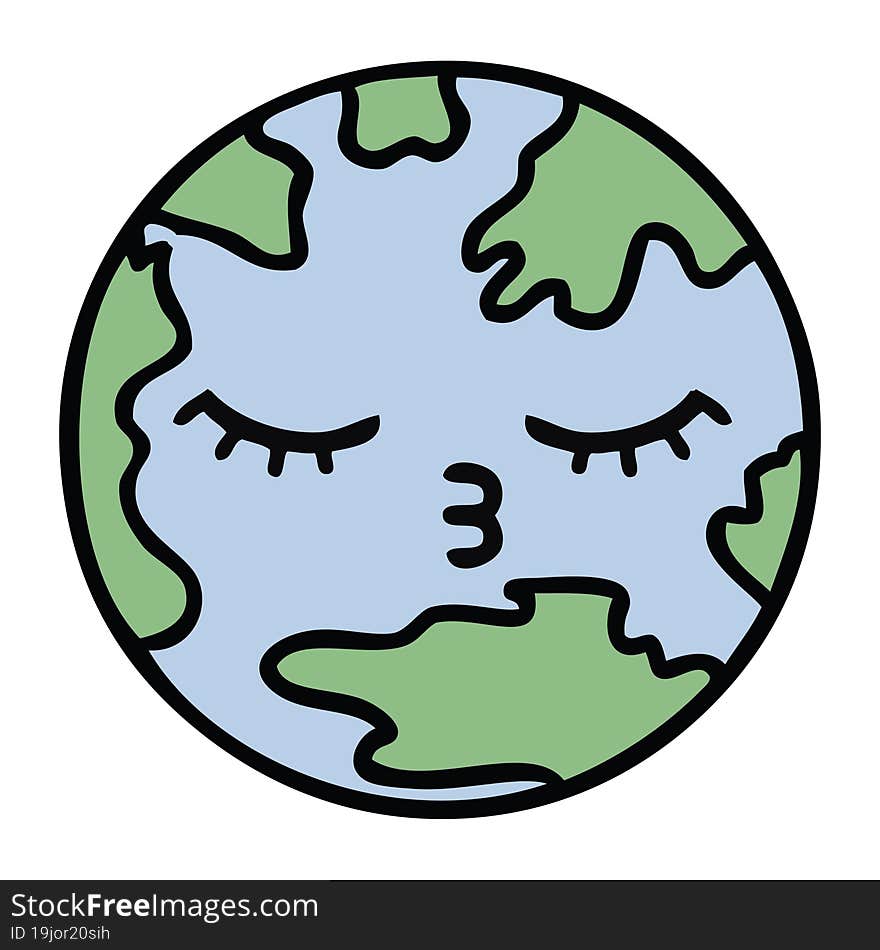 Cute Cartoon Planet Earth