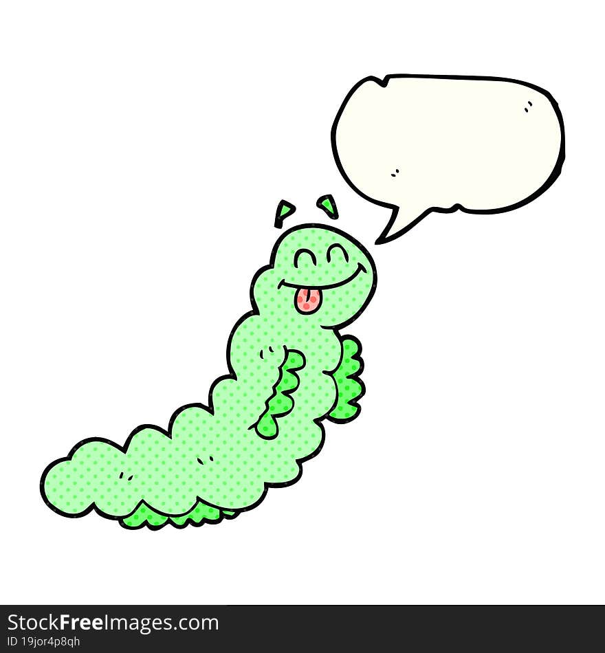 freehand drawn comic book speech bubble cartoon caterpillar