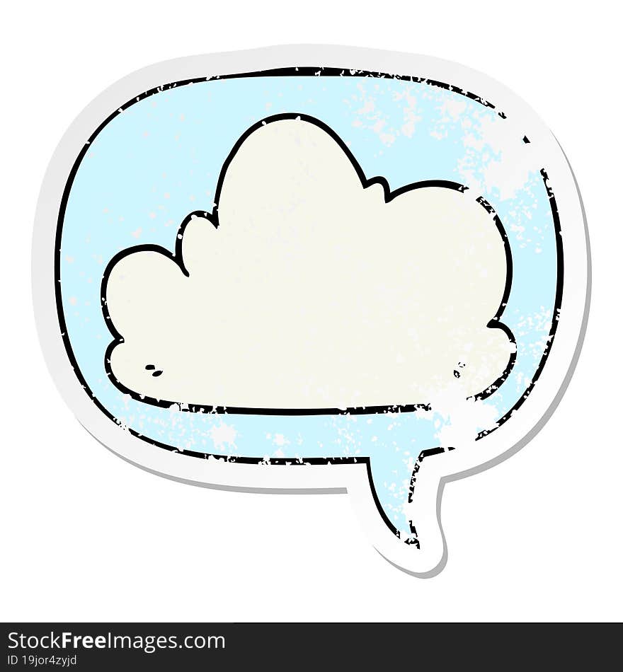 cartoon cloud and speech bubble distressed sticker