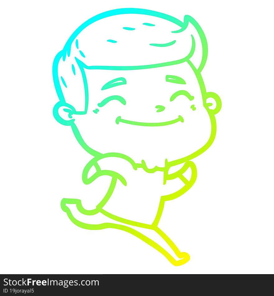 cold gradient line drawing happy cartoon man