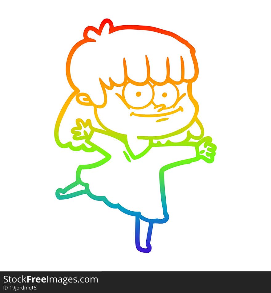 rainbow gradient line drawing cartoon smiling woman