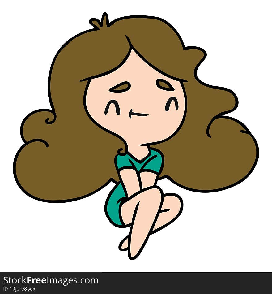 cartoon illustration of a cute kawaii girl. cartoon illustration of a cute kawaii girl