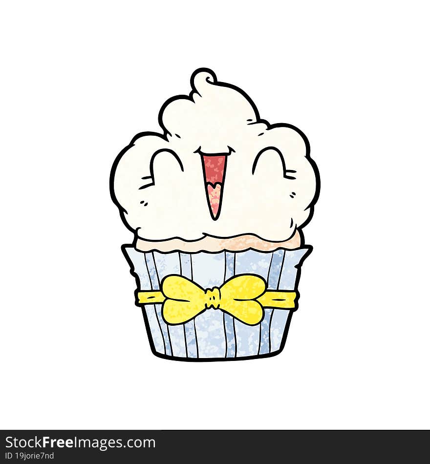 happy cartoon cupcake. happy cartoon cupcake