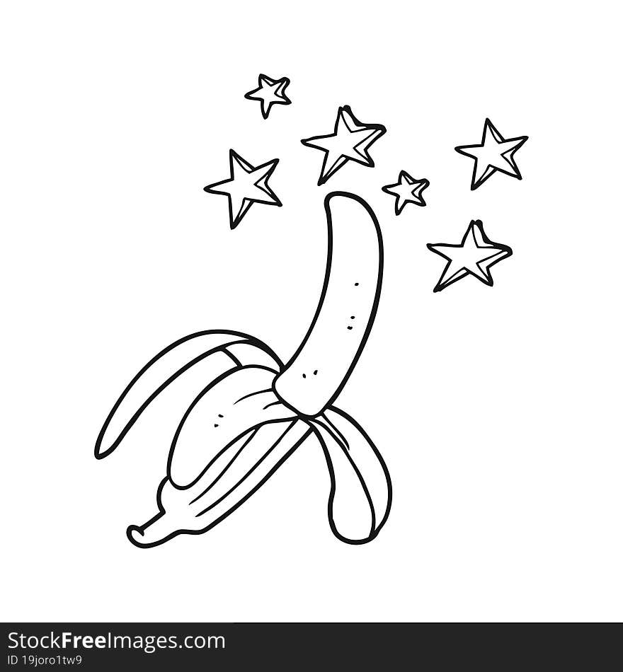 black and white cartoon amazing banana