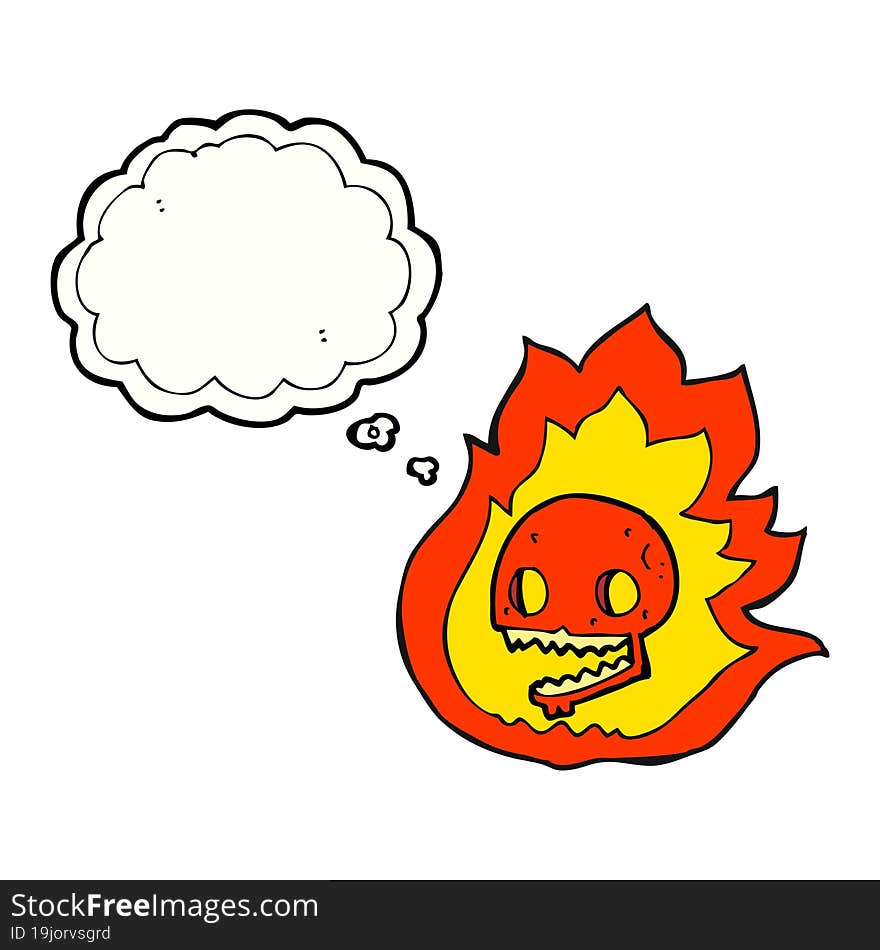 thought bubble cartoon burning skull