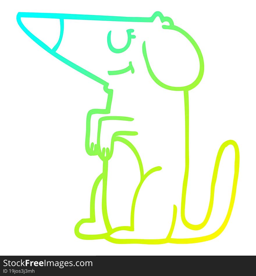 cold gradient line drawing cartoon well behaved dog