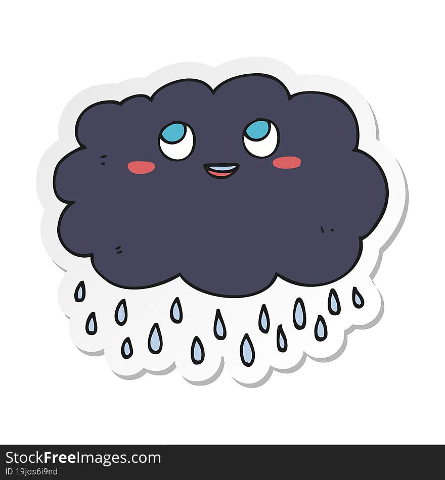 Sticker Of A Cartoon Raincloud