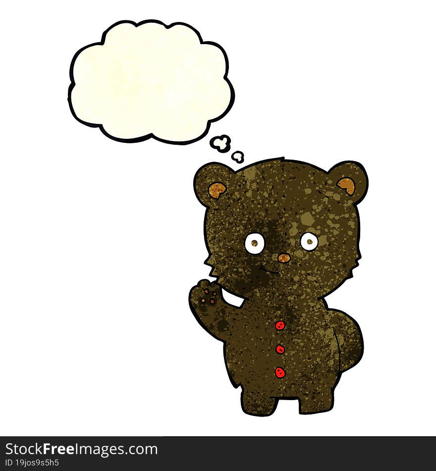 cartoon black bear cub with thought bubble