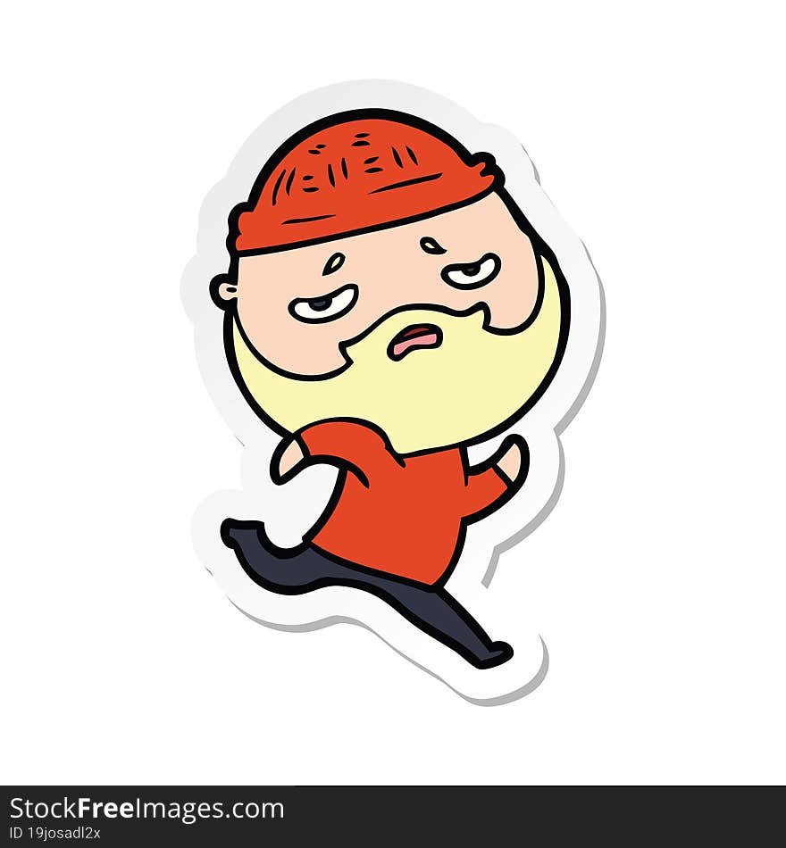 sticker of a cartoon worried man with beard