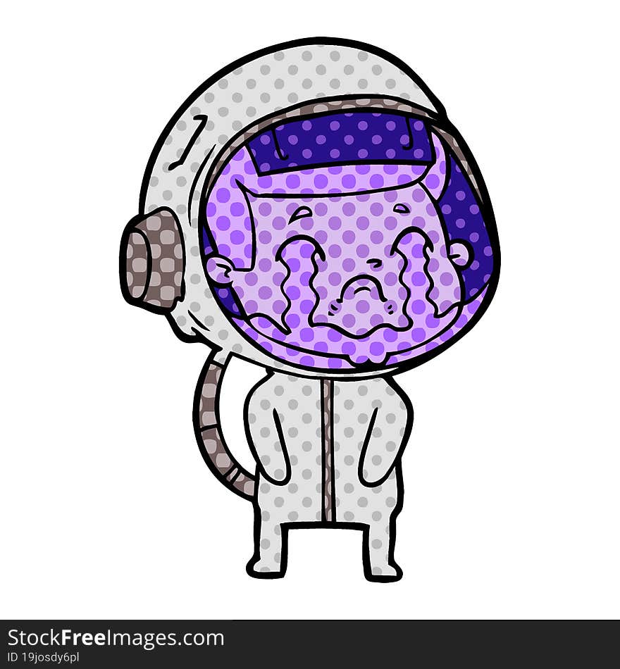 cartoon crying astronaut. cartoon crying astronaut