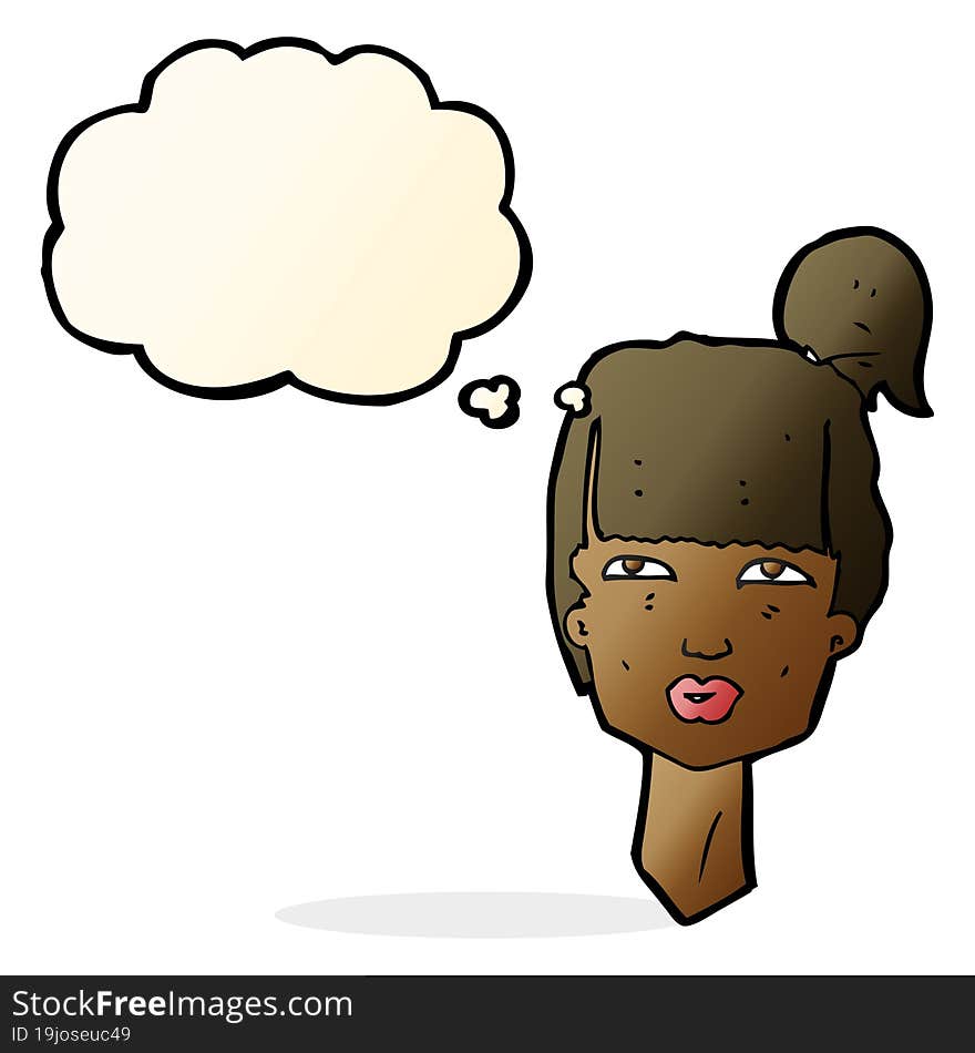 Cartoon Female Head With Thought Bubble