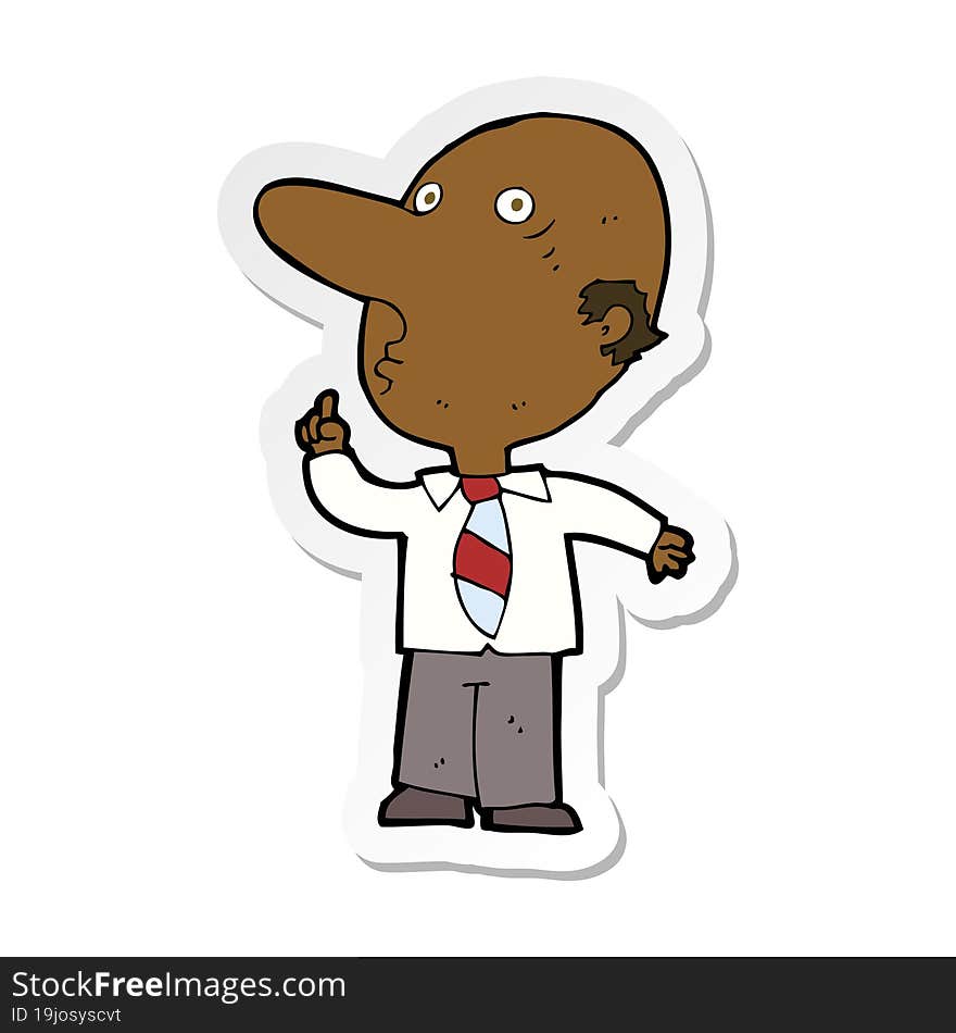 sticker of a cartoon bald man asking question