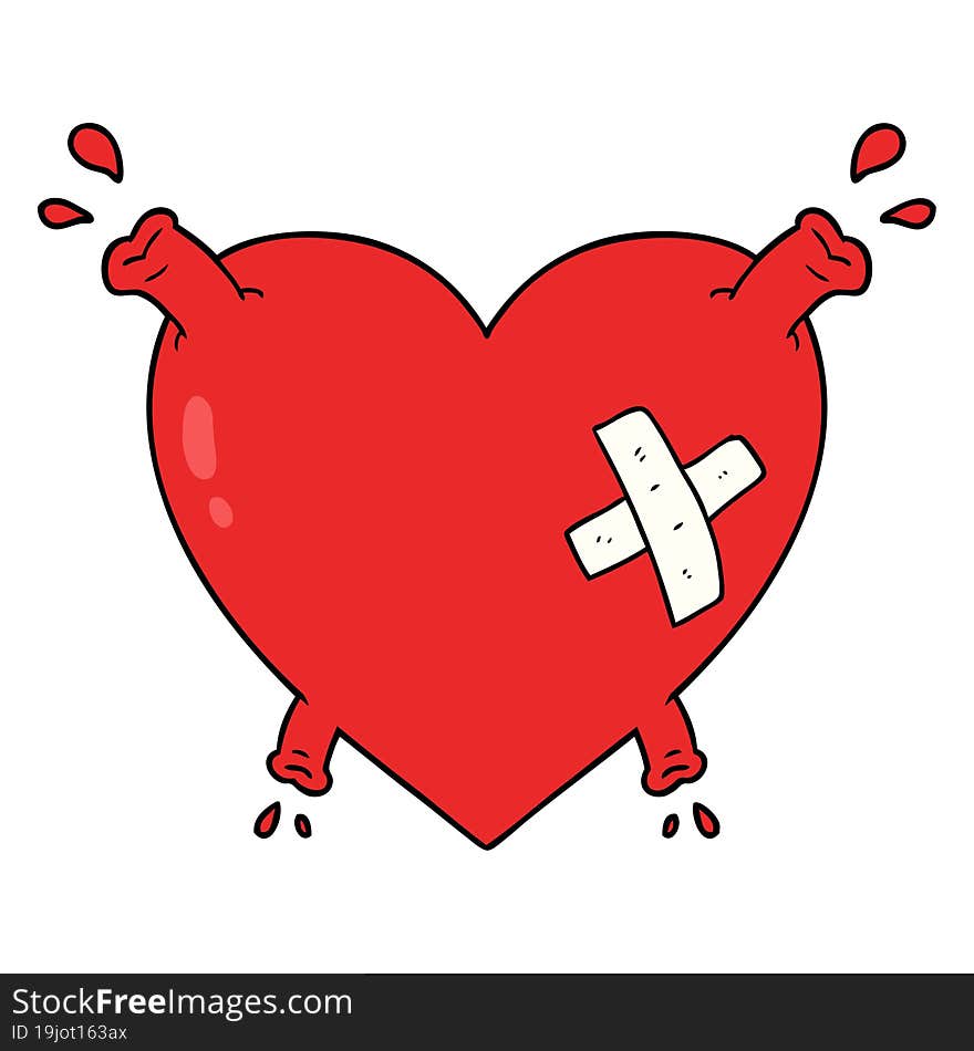 cartoon heart squirting blood. cartoon heart squirting blood