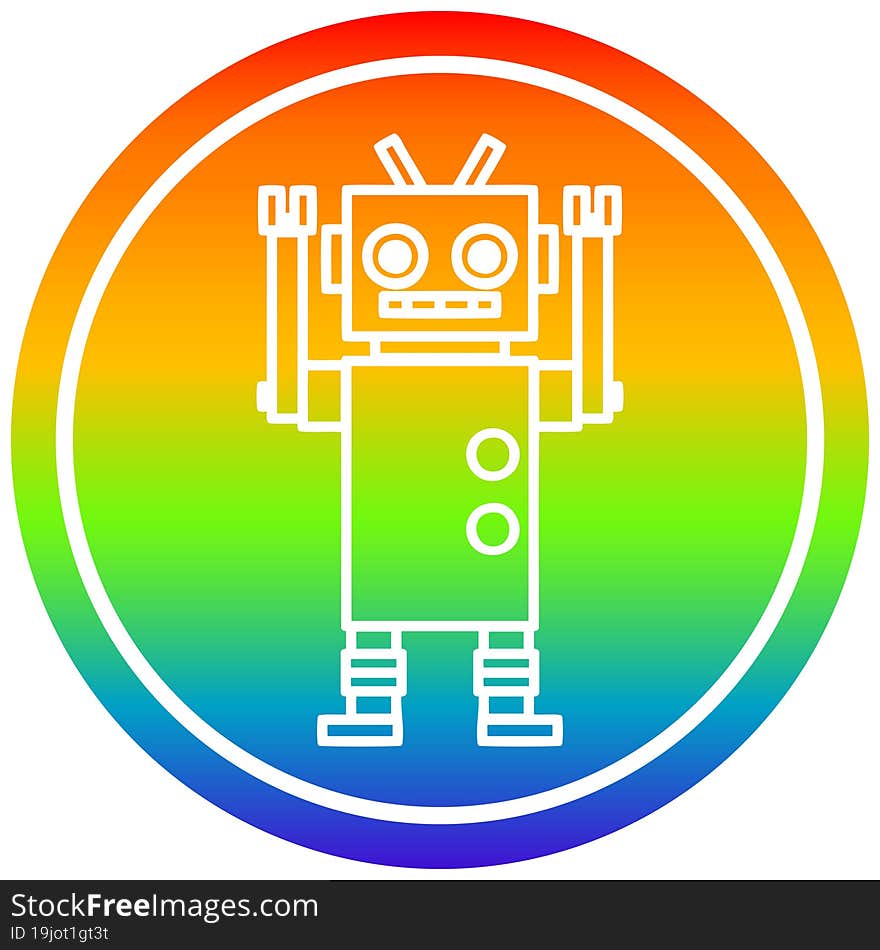 dancing robot circular in rainbow spectrum