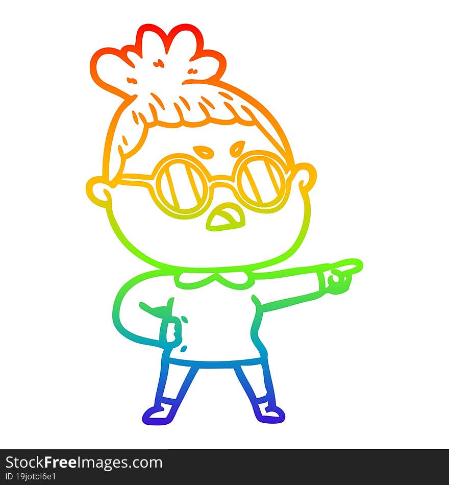 rainbow gradient line drawing cartoon annoyed woman