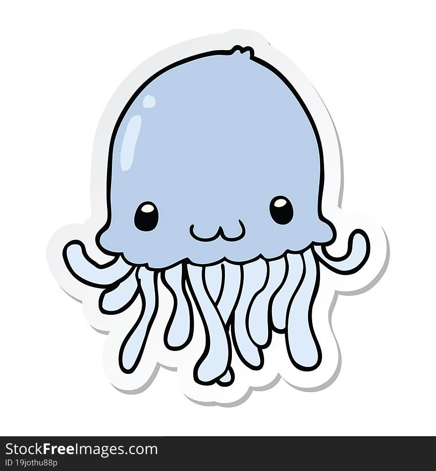 sticker of a cartoon jellyfish