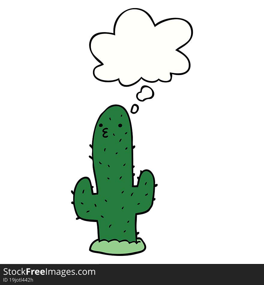 cartoon cactus and thought bubble