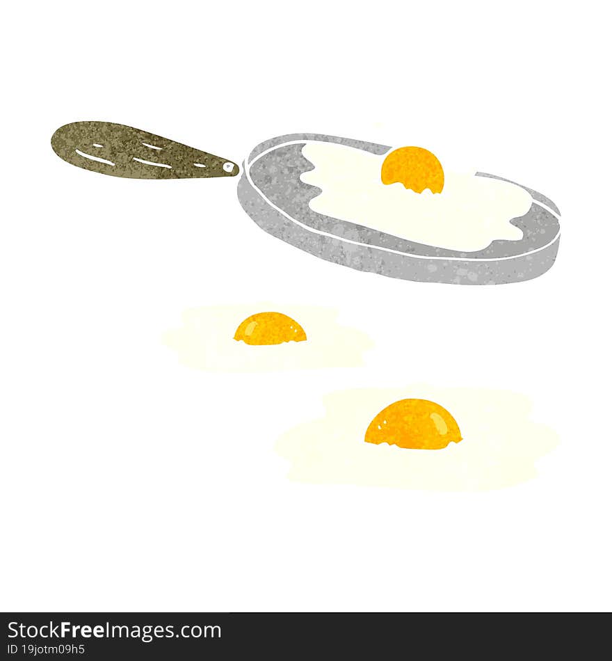 freehand drawn retro cartoon fried eggs