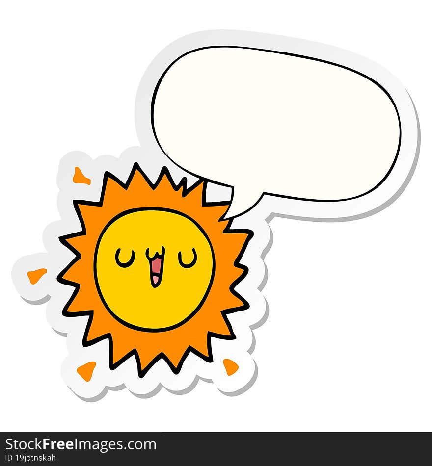 cartoon sun and speech bubble sticker