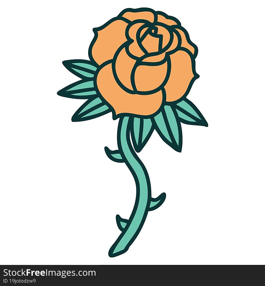 iconic tattoo style image of a rose. iconic tattoo style image of a rose