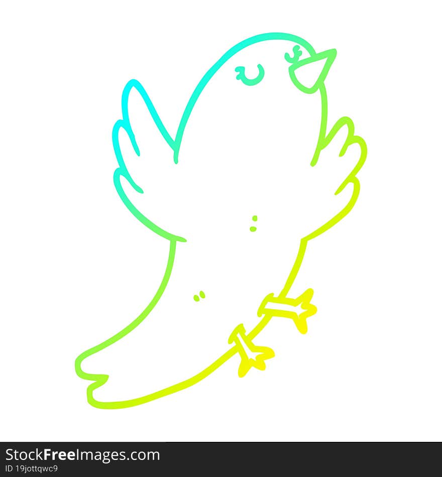 Cold Gradient Line Drawing Cartoon Bird