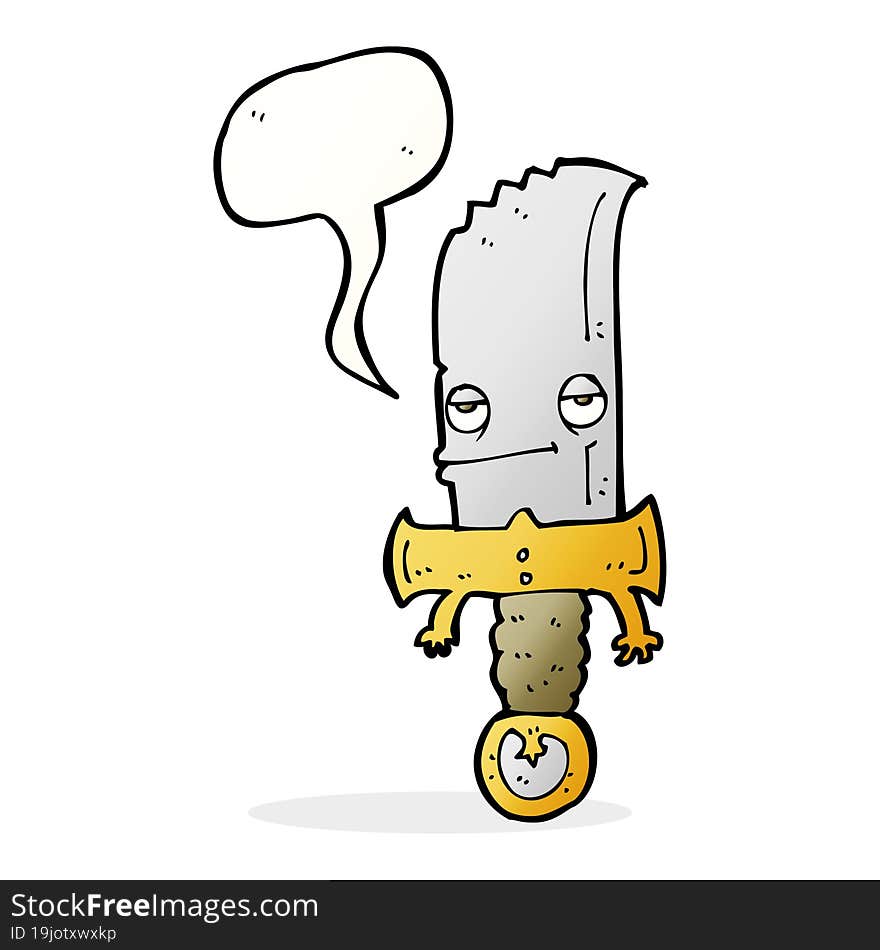 knife cartoon character with speech bubble