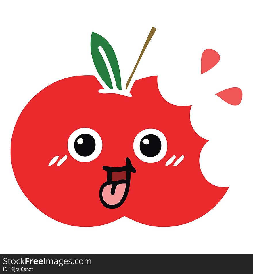 flat color retro cartoon red apple