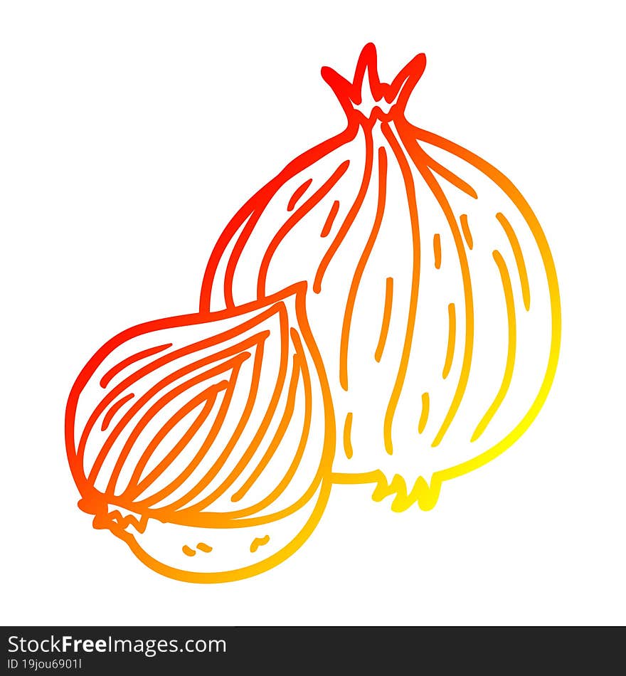 warm gradient line drawing of a cartoon onion