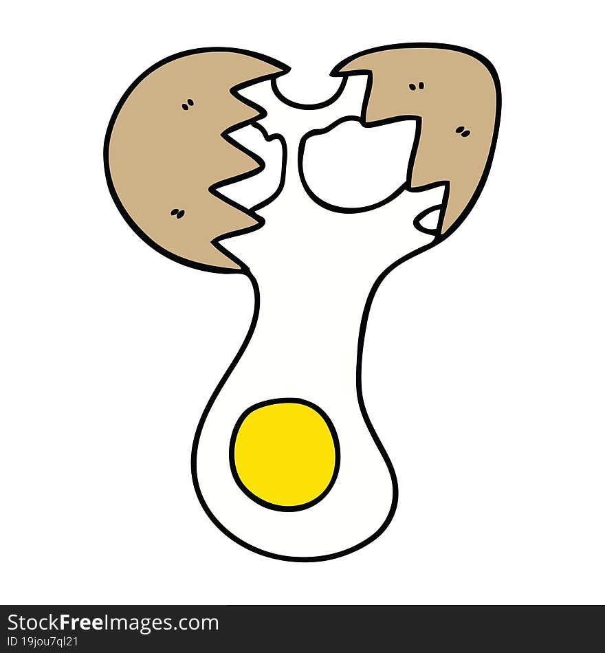 quirky hand drawn cartoon cracked egg