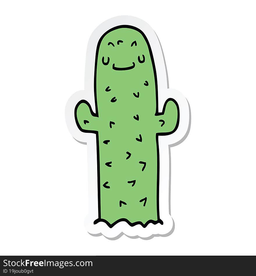 sticker of a cartoon cactus