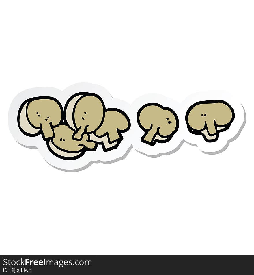 sticker of a cartoon chopped mushrooms