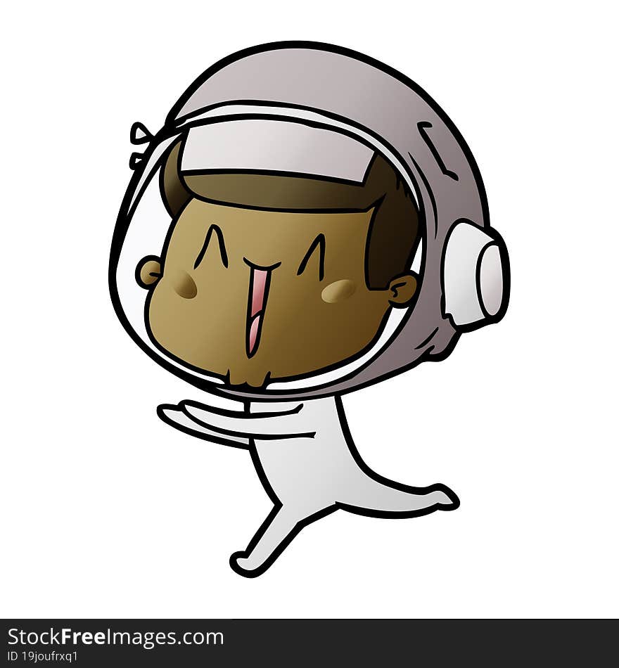 happy cartoon astronaut running. happy cartoon astronaut running