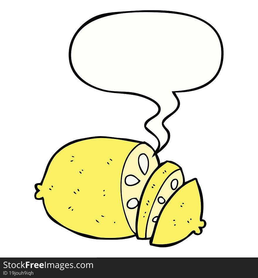 cartoon sliced lemon and speech bubble