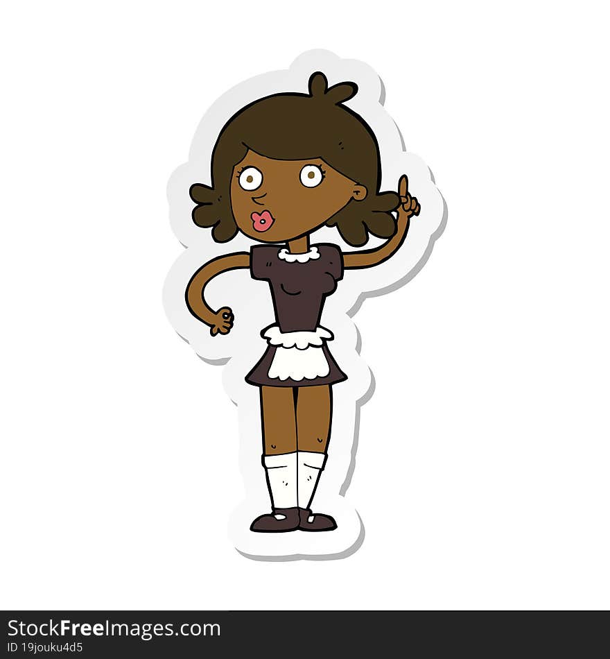 Sticker Of A Cartoon Surprised Maid