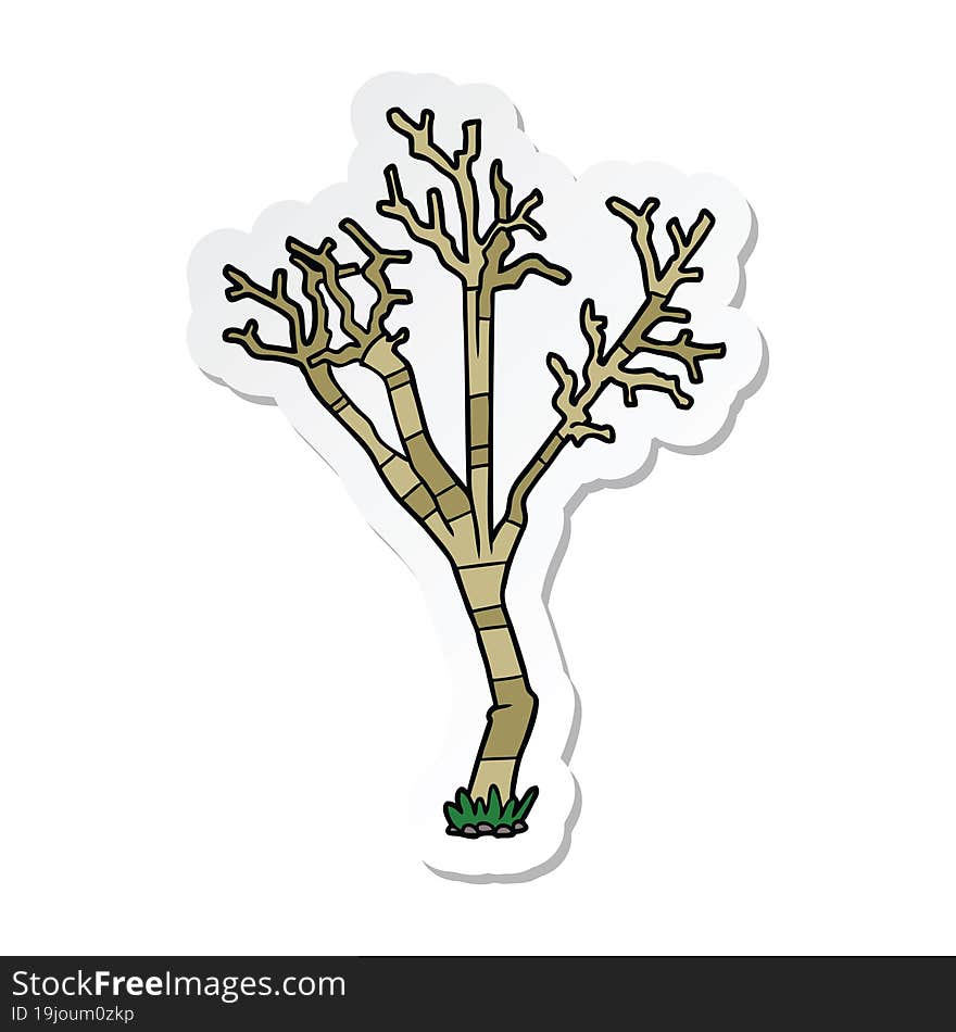 sticker of a cartoon winter tree