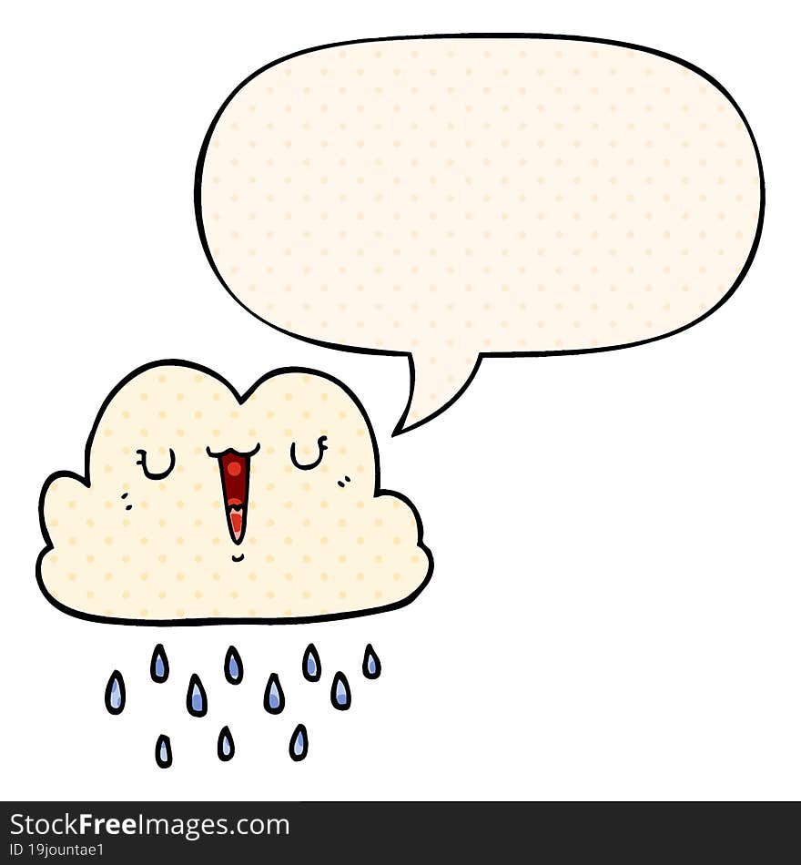 cartoon storm cloud and speech bubble in comic book style