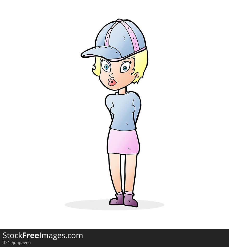 cartoon woman in hat