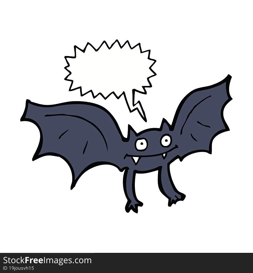 cartoon vampire bat with speech bubble