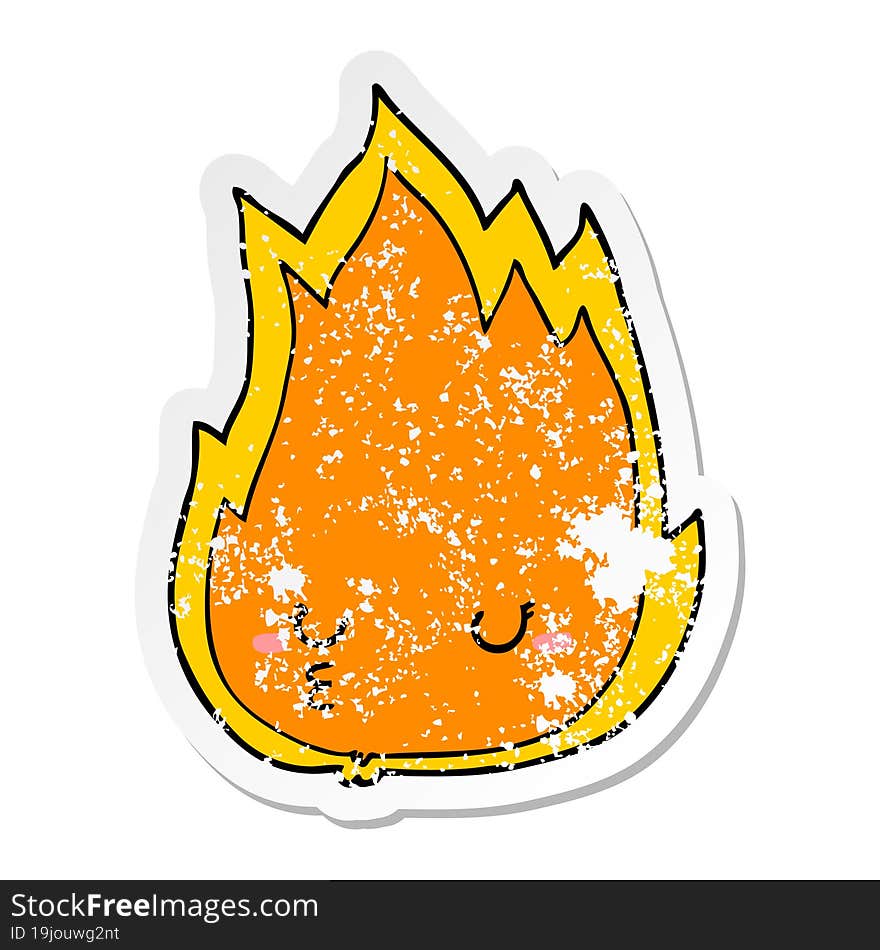 Distressed Sticker Of A Cute Cartoon Fire